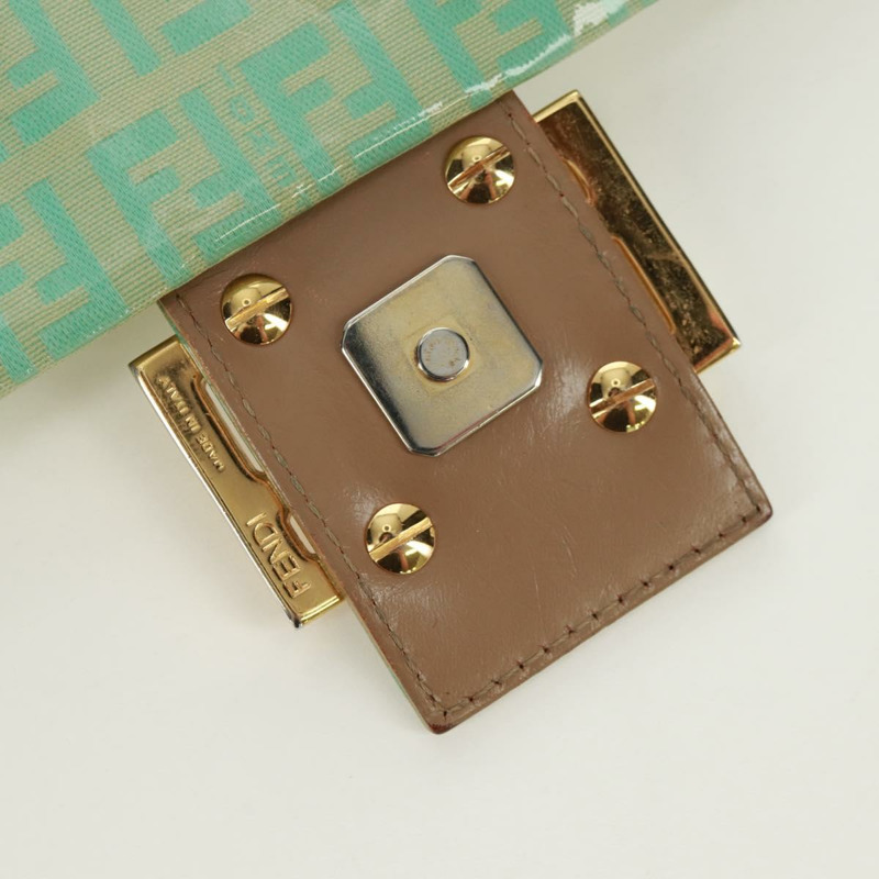 【日本直送】FENDI Zucchino帆布Mamma Baguette包 PVC金色淺綠色 正品 170889V-20