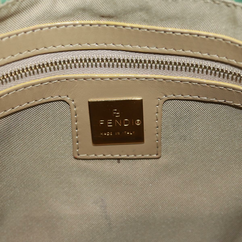 【日本直送】FENDI Zucchino帆布Mamma Baguette包 PVC金色淺綠色 正品 170889V-21