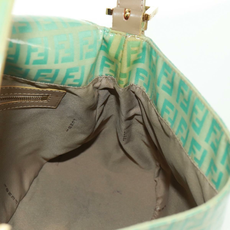 【日本直送】FENDI Zucchino帆布Mamma Baguette包 PVC金色淺綠色 正品 170889V-22