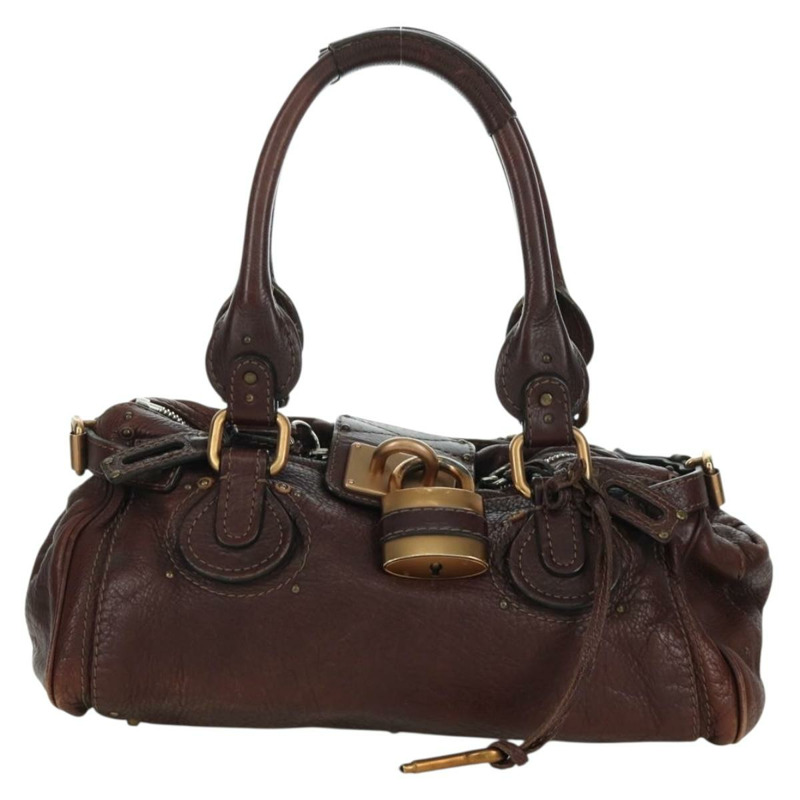 【日本直送】Chloe Paddington 手提包,棕色、銀色、金色皮革,正品 ARZ698SAV-1