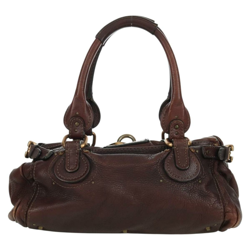 【日本直送】Chloe Paddington 手提包,棕色、銀色、金色皮革,正品 ARZ698SAV-2