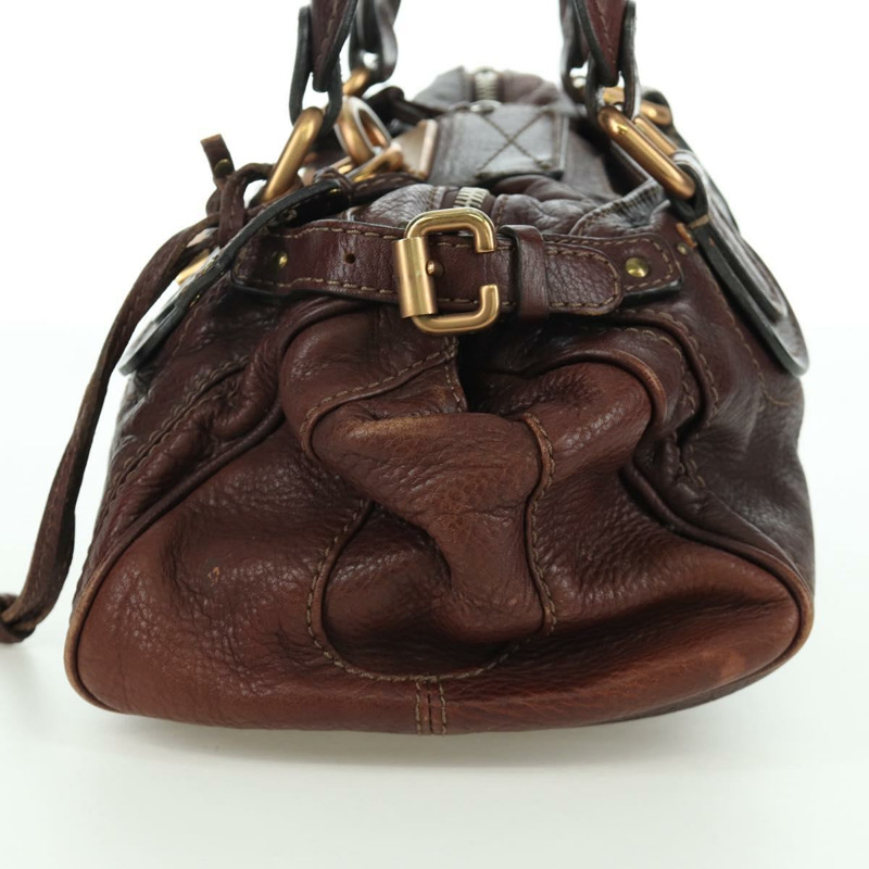 【日本直送】Chloe Paddington 手提包,棕色、銀色、金色皮革,正品 ARZ698SAV-3