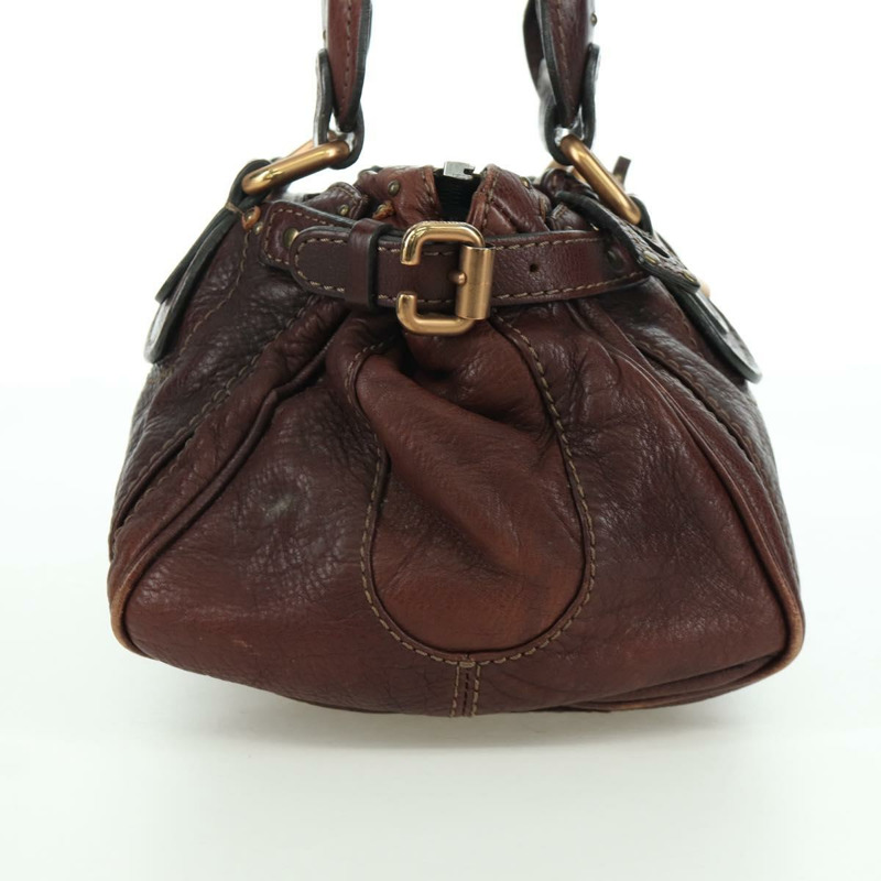 【日本直送】Chloe Paddington 手提包,棕色、銀色、金色皮革,正品 ARZ698SAV-4