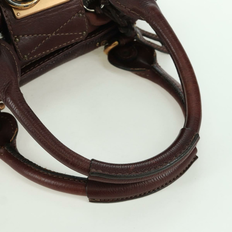 【日本直送】Chloe Paddington 手提包,棕色、銀色、金色皮革,正品 ARZ698SAV-6