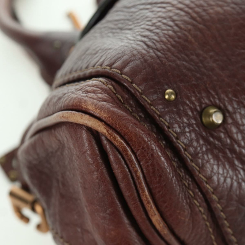 【日本直送】Chloe Paddington 手提包,棕色、銀色、金色皮革,正品 ARZ698SAV-9