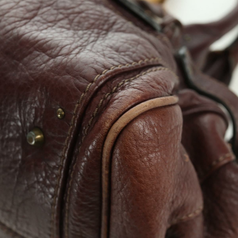 【日本直送】Chloe Paddington 手提包,棕色、銀色、金色皮革,正品 ARZ698SAV-10