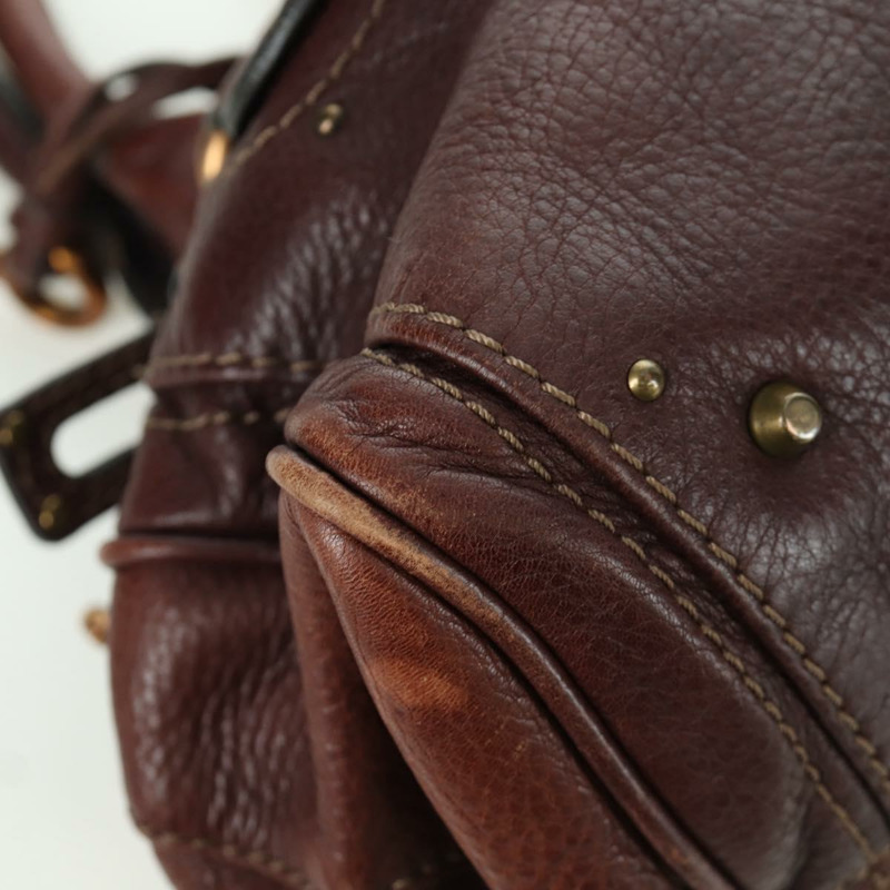 【日本直送】Chloe Paddington 手提包,棕色、銀色、金色皮革,正品 ARZ698SAV-11