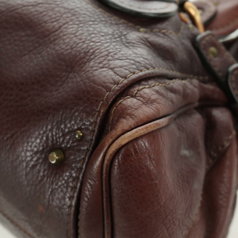 【日本直送】Chloe Paddington 手提包,棕色、銀色、金色皮革,正品 ARZ698SAV-12