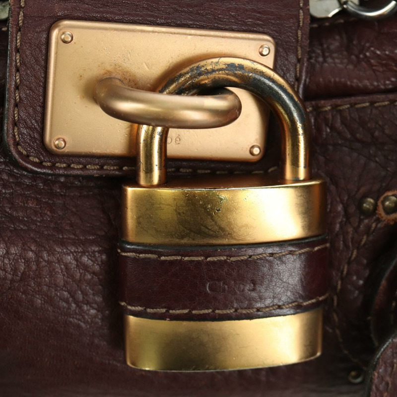 【日本直送】Chloe Paddington 手提包,棕色、銀色、金色皮革,正品 ARZ698SAV-14