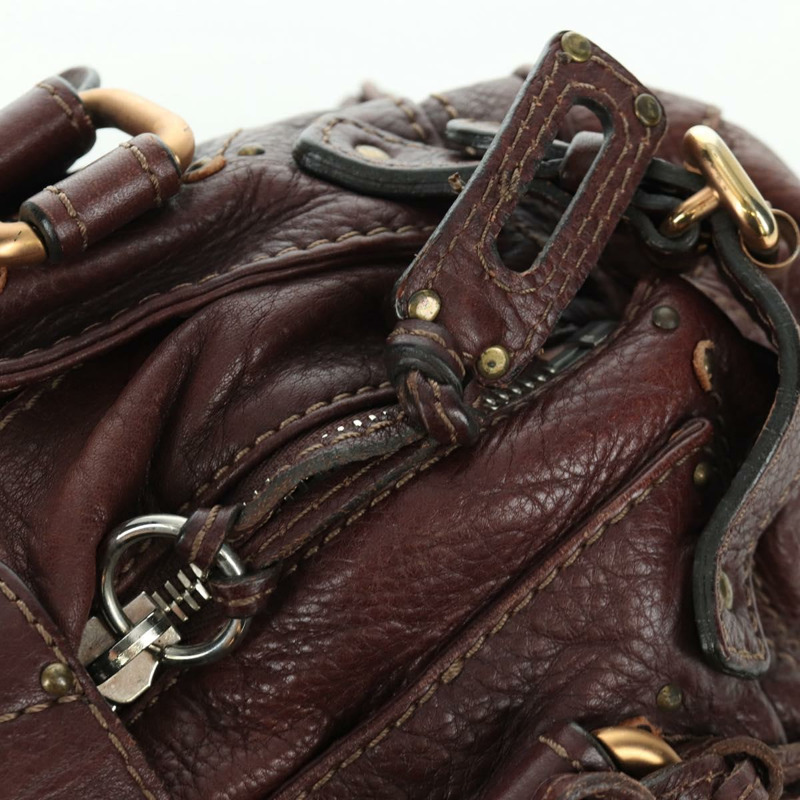 【日本直送】Chloe Paddington 手提包,棕色、銀色、金色皮革,正品 ARZ698SAV-15