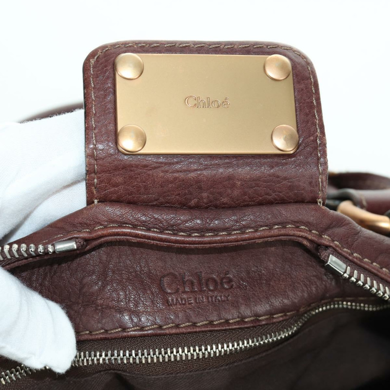 【日本直送】Chloe Paddington 手提包,棕色、銀色、金色皮革,正品 ARZ698SAV-16