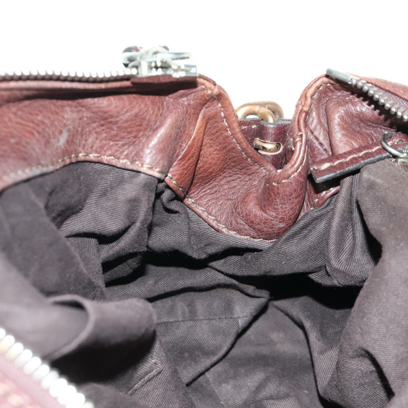 【日本直送】Chloe Paddington 手提包,棕色、銀色、金色皮革,正品 ARZ698SAV-19