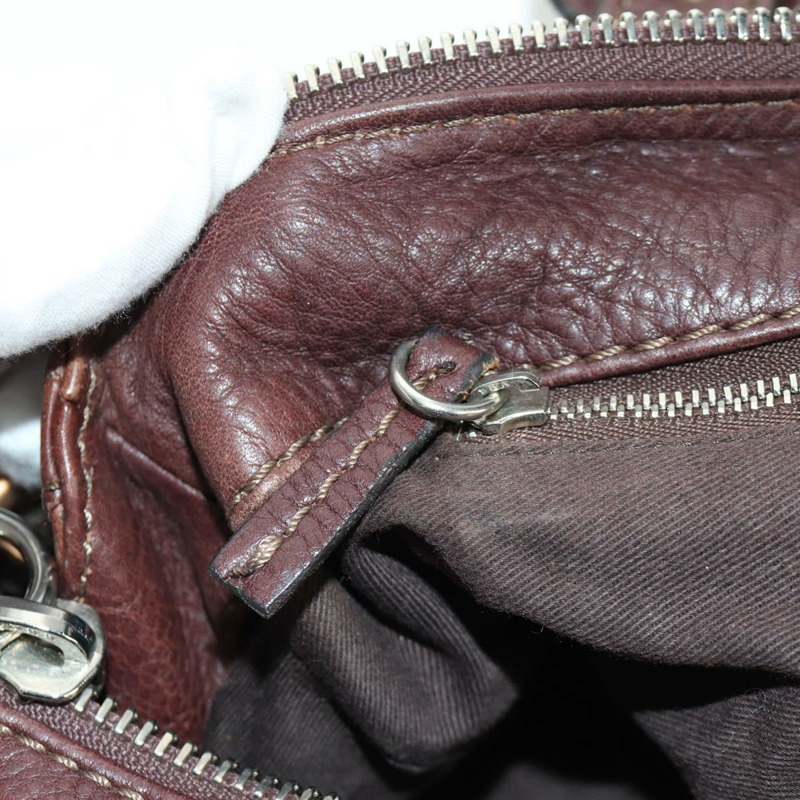 【日本直送】Chloe Paddington 手提包,棕色、銀色、金色皮革,正品 ARZ698SAV-20