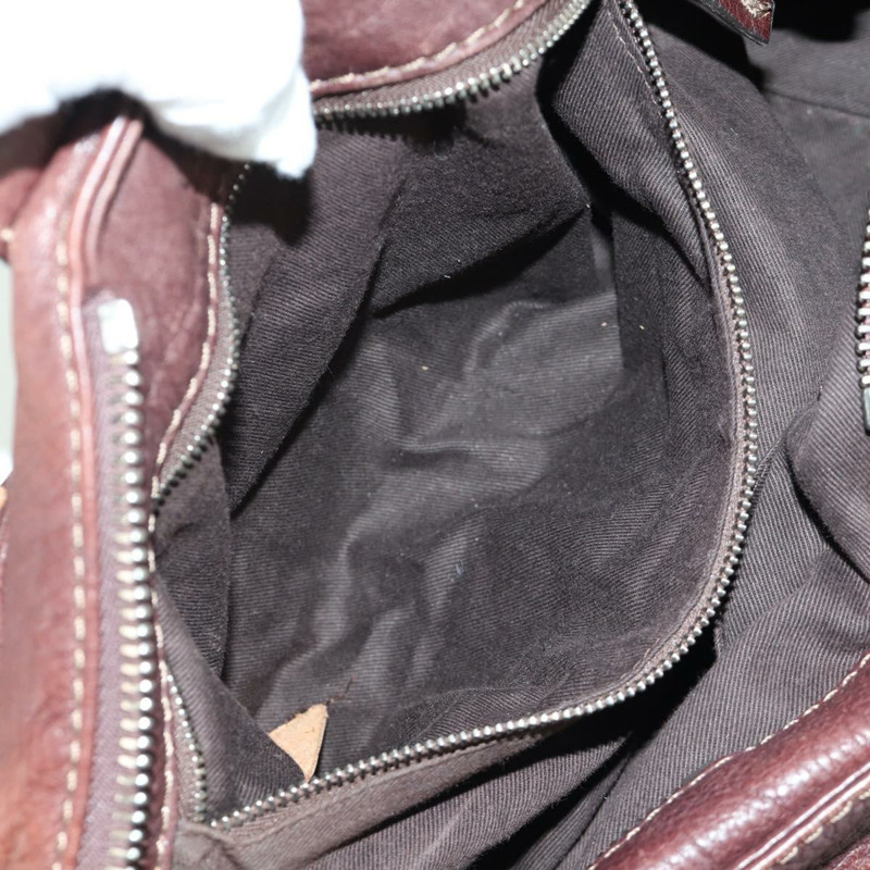 【日本直送】Chloe Paddington 手提包,棕色、銀色、金色皮革,正品 ARZ698SAV-21