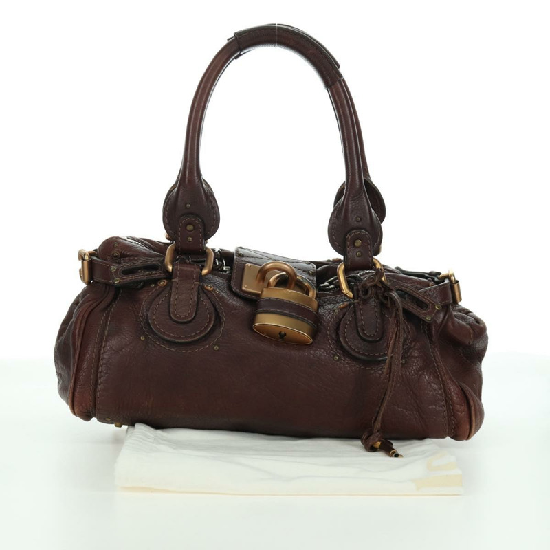 【日本直送】Chloe Paddington 手提包,棕色、銀色、金色皮革,正品 ARZ698SAV-24