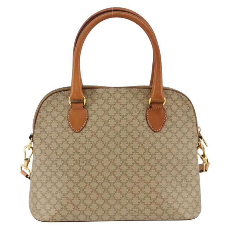 【日本直送】CELINE Macadam帆布手提包 PVC 兩用 米色 金色 正品 AMZ532A-1