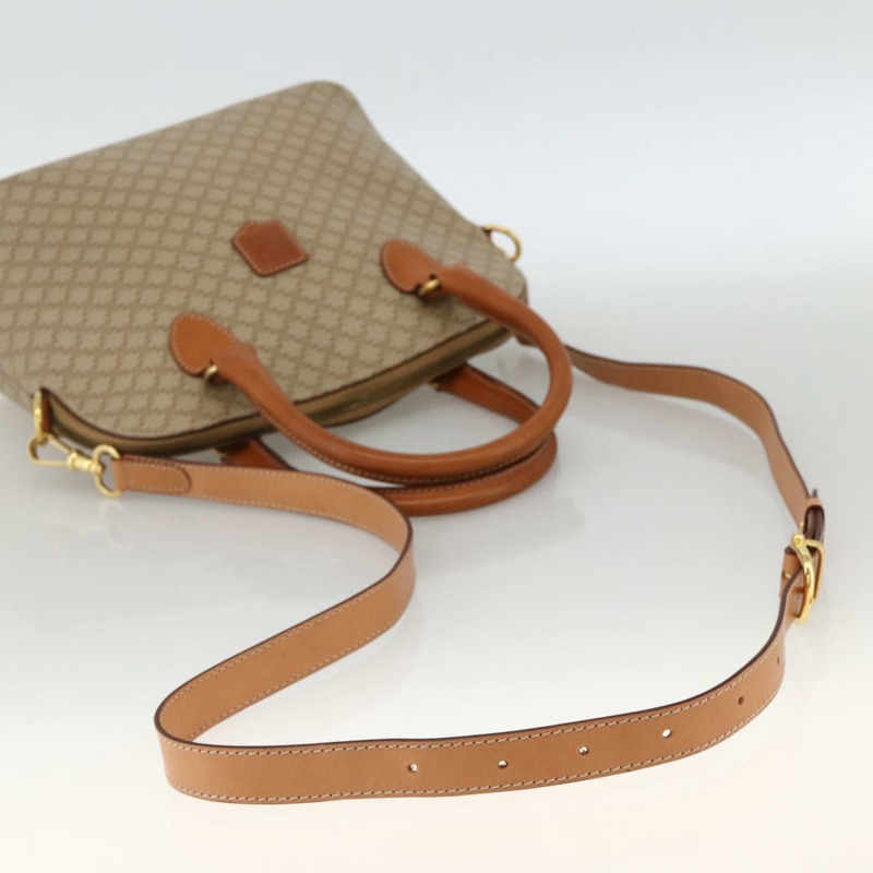 【日本直送】CELINE Macadam帆布手提包 PVC 兩用 米色 金色 正品 AMZ532A-7