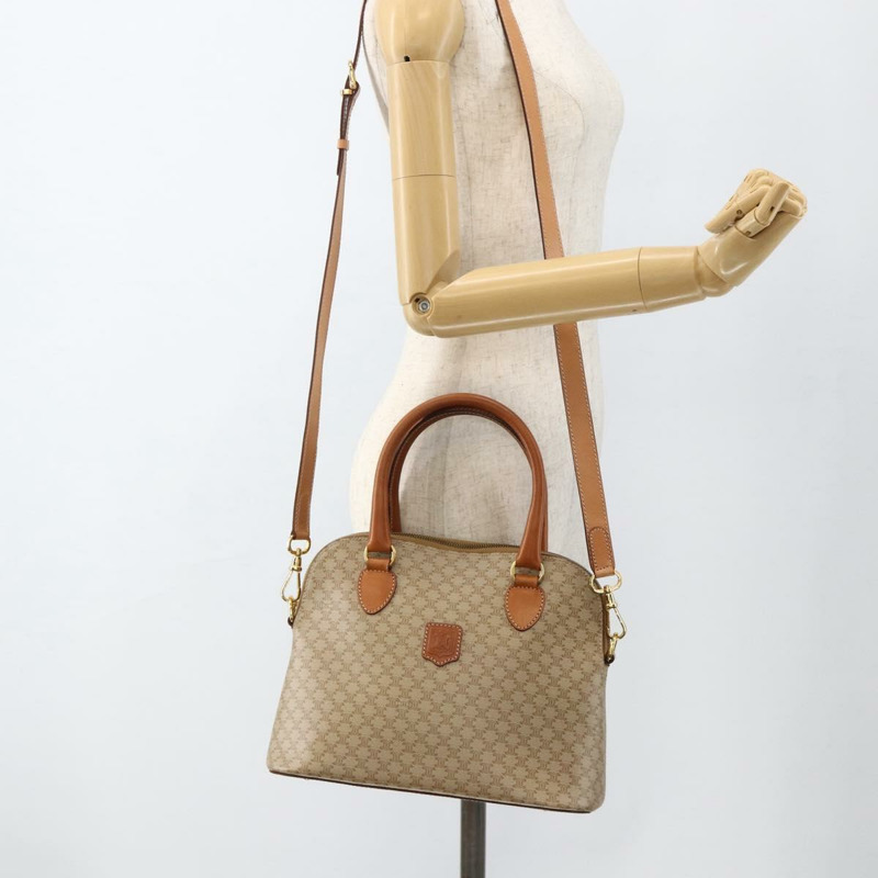 【日本直送】CELINE Macadam帆布手提包 PVC 兩用 米色 金色 正品 AMZ532A-23