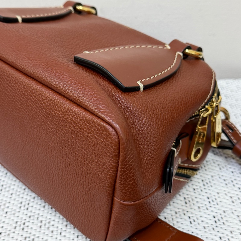 Chloé Daria 紅棕色編織握把手提斜背兩用包-9