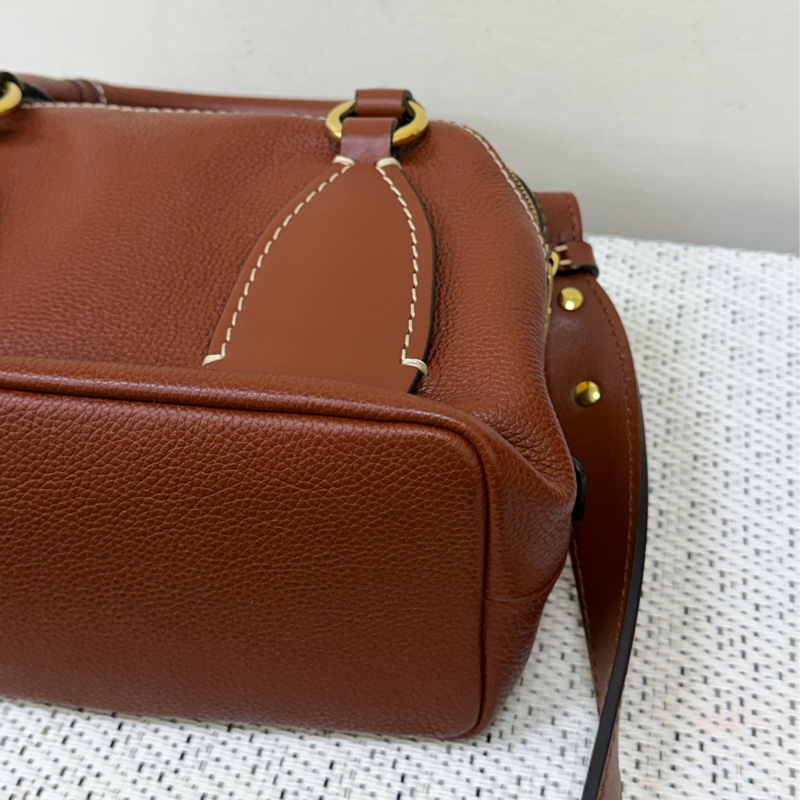 Chloé Daria 紅棕色編織握把手提斜背兩用包-10