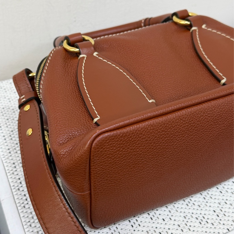 Chloé Daria 紅棕色編織握把手提斜背兩用包-12