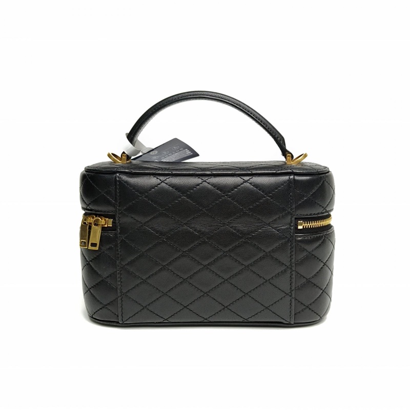SAINT LAURENT GabyVanity手提盒子包黑色羊皮金扣-2