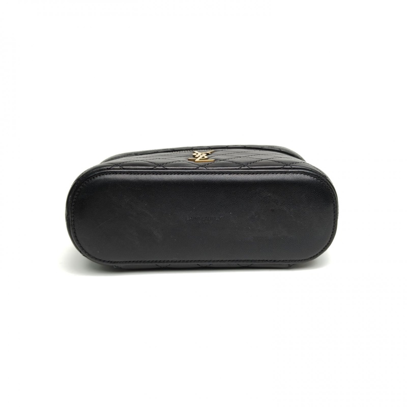 SAINT LAURENT GabyVanity手提盒子包黑色羊皮金扣-3