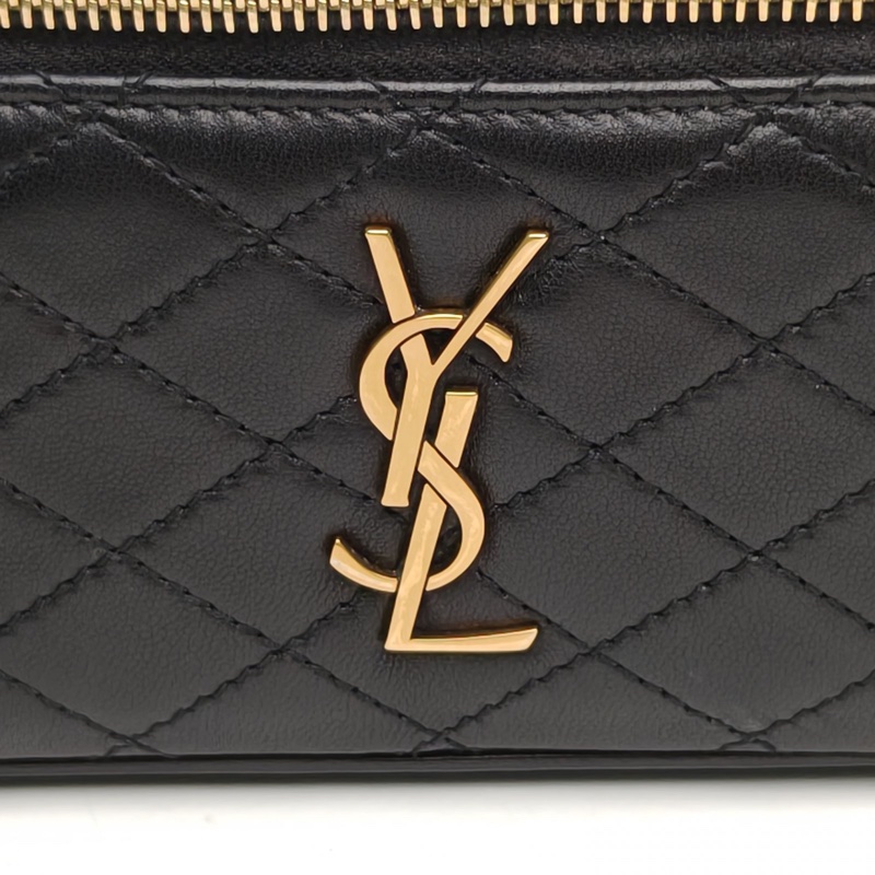 SAINT LAURENT GabyVanity手提盒子包黑色羊皮金扣-4