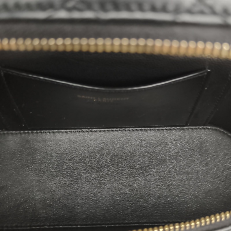 SAINT LAURENT GabyVanity手提盒子包黑色羊皮金扣-5