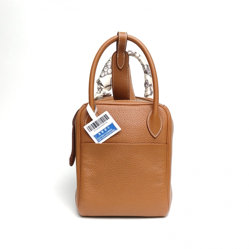 HERMES Lindy30金棕色TC皮T刻銀扣-1