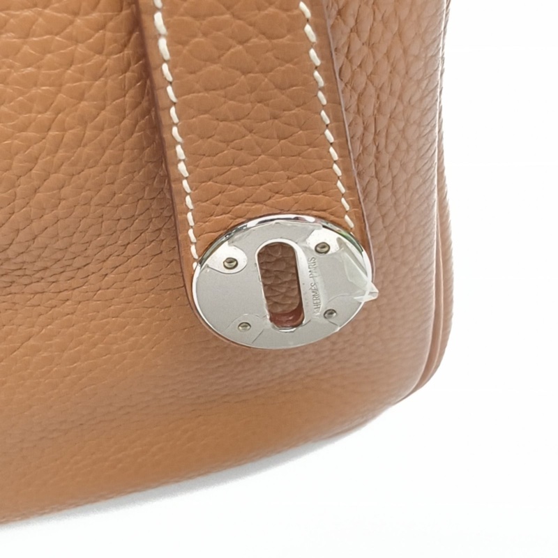 HERMES Lindy30金棕色TC皮T刻銀扣-4