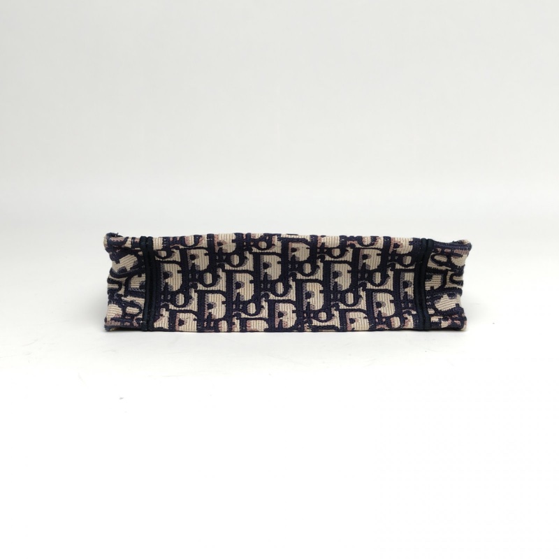 DIOR BookTote迷你墨藍色帆布Oblique印花字母刺繡-3