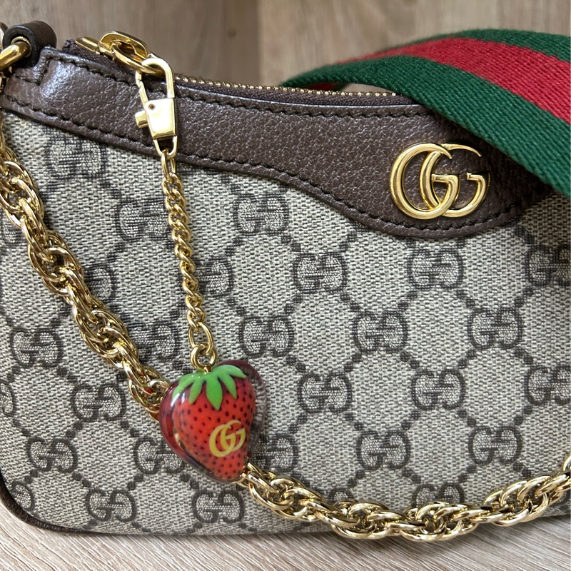 GUCCI草莓包🍓經典織布背帶🌸金鍊草莓包🌸 腋下包-1