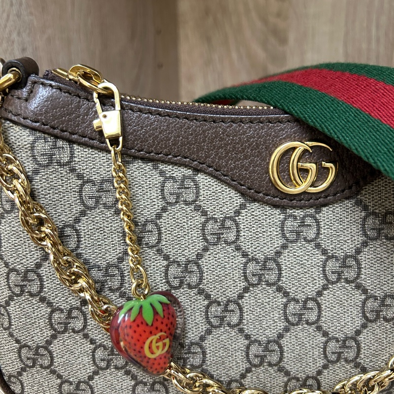 GUCCI草莓包🍓經典織布背帶🌸金鍊草莓包🌸 腋下包-10