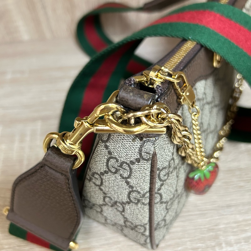 GUCCI草莓包🍓經典織布背帶🌸金鍊草莓包🌸 腋下包-11
