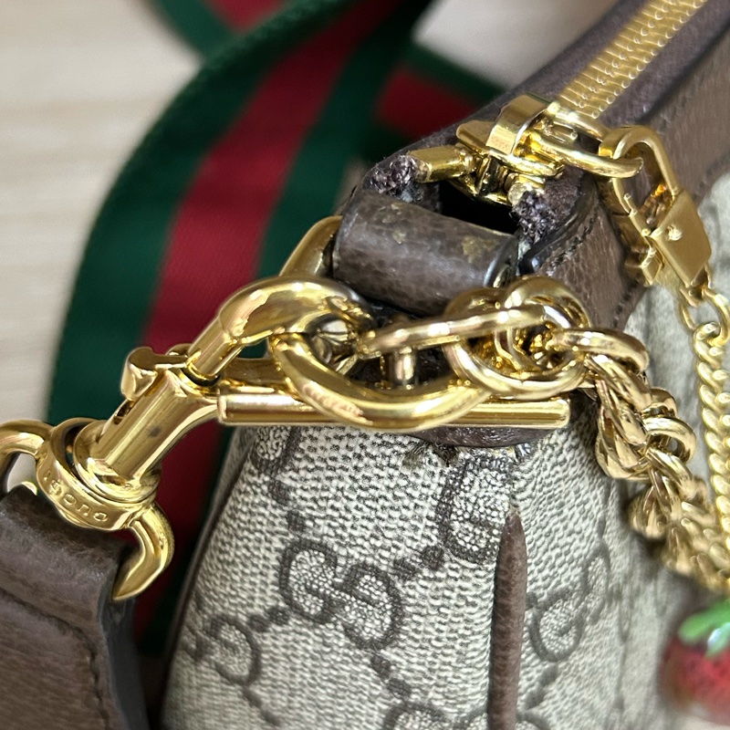 GUCCI草莓包🍓經典織布背帶🌸金鍊草莓包🌸 腋下包-15