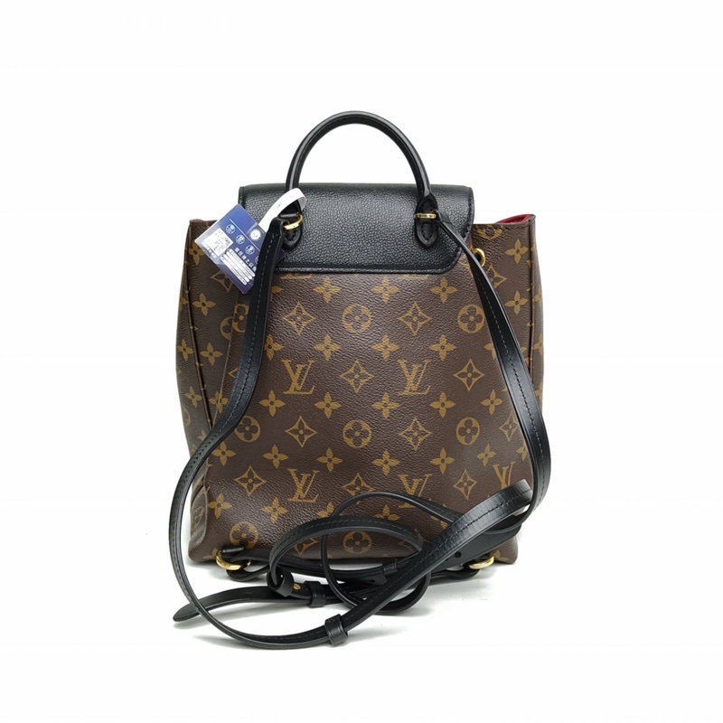 LOUIS VUITTON Montsouris字母Logo掛飾雙肩包小號黑色PVC晶片-2