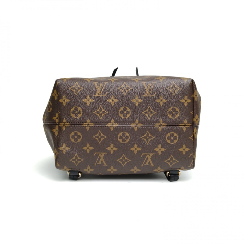 LOUIS VUITTON Montsouris字母Logo掛飾雙肩包小號黑色PVC晶片-3