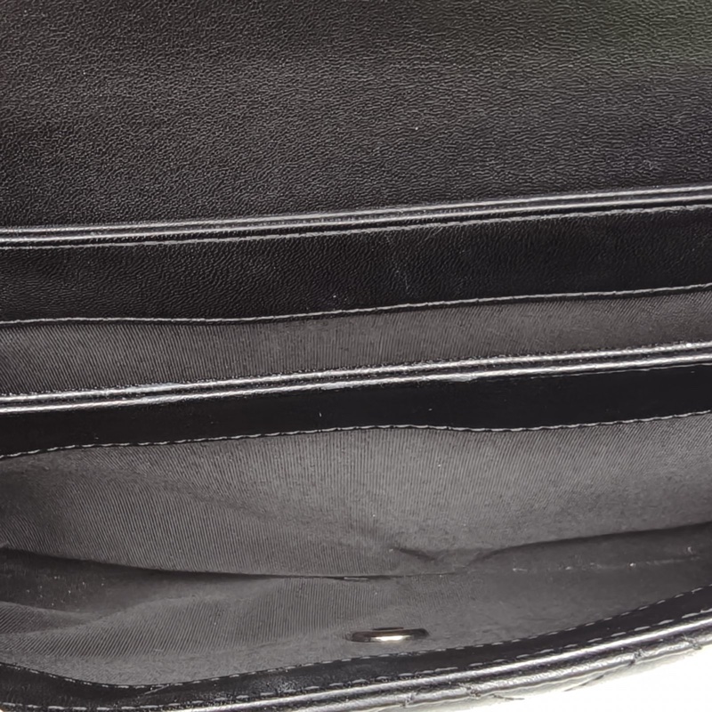 CHANEL 黑色羊皮25開金扣手柄口蓋風琴包郵差包-5