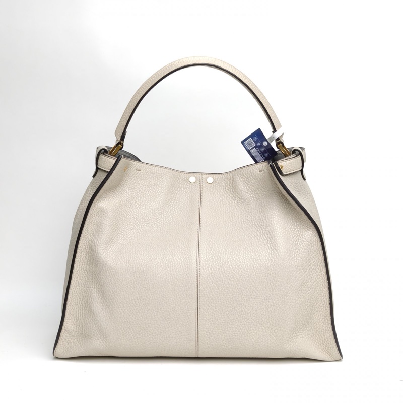 FENDI 米色牛皮金扣PEEKABOOX-lite手提包大號-2