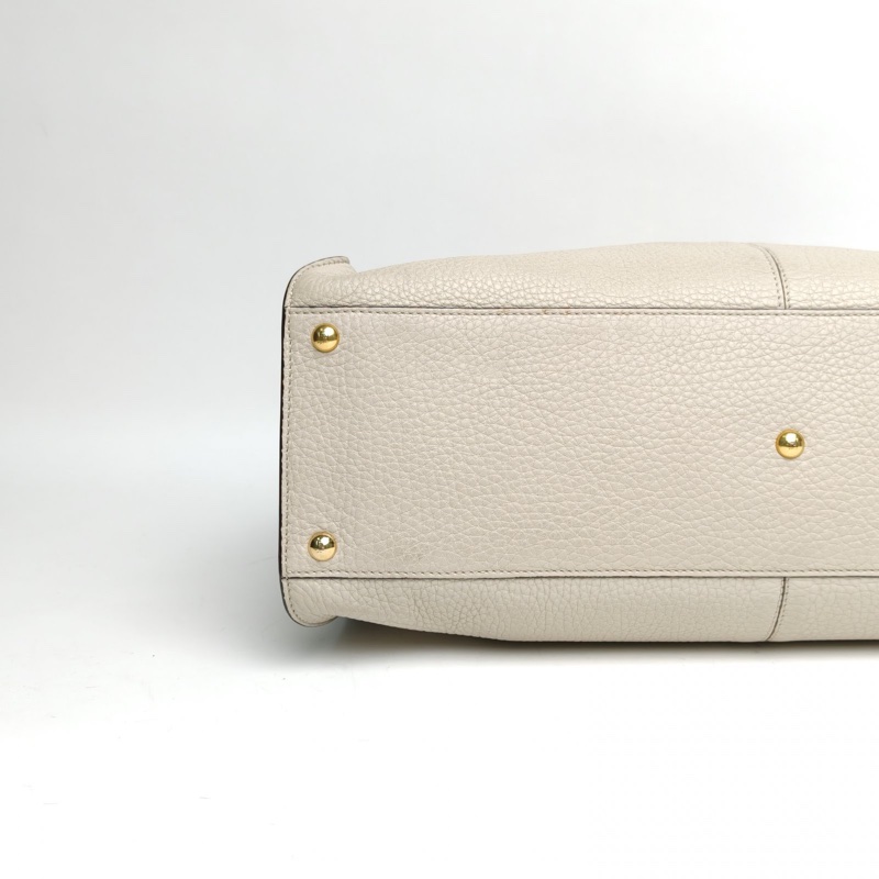 FENDI 米色牛皮金扣PEEKABOOX-lite手提包大號-3