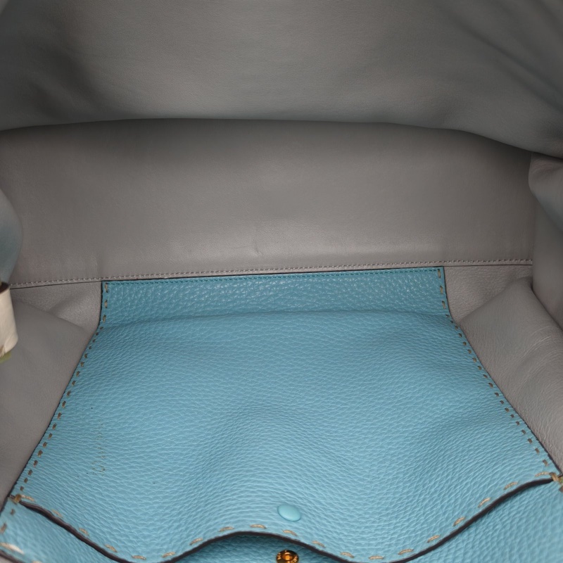 FENDI 米色牛皮金扣PEEKABOOX-lite手提包大號-5