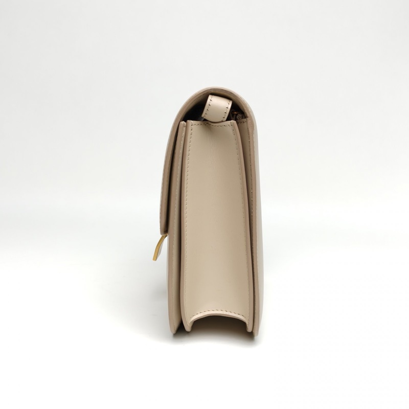 CELINE ClassicBox中號米色牛皮金扣-1