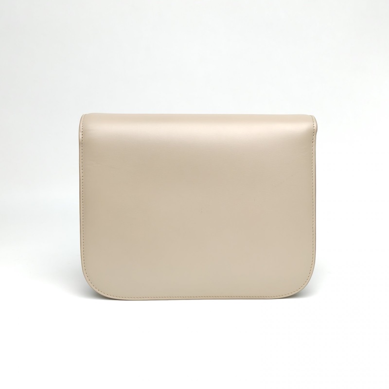 CELINE ClassicBox中號米色牛皮金扣-2