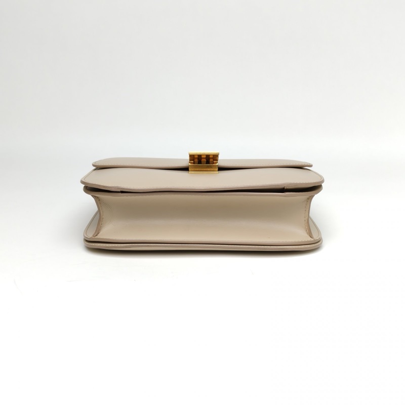 CELINE ClassicBox中號米色牛皮金扣-3