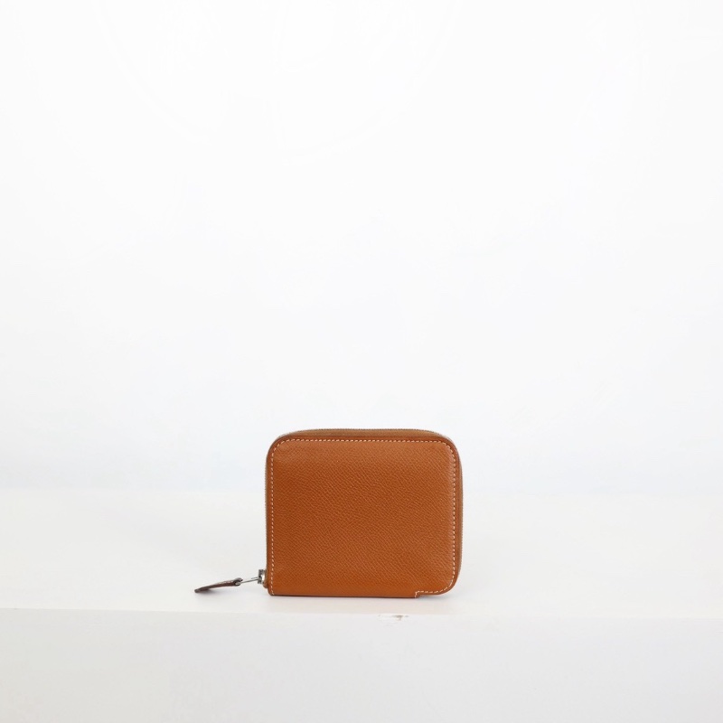 二手Hermes 絲巾短夾/金棕色-0