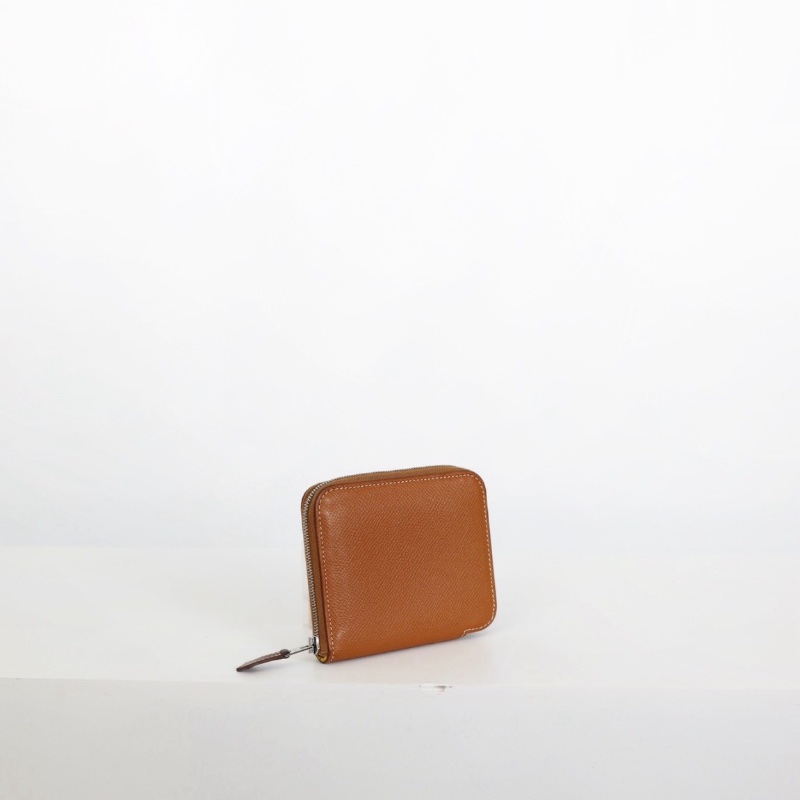 二手Hermes 絲巾短夾/金棕色-2