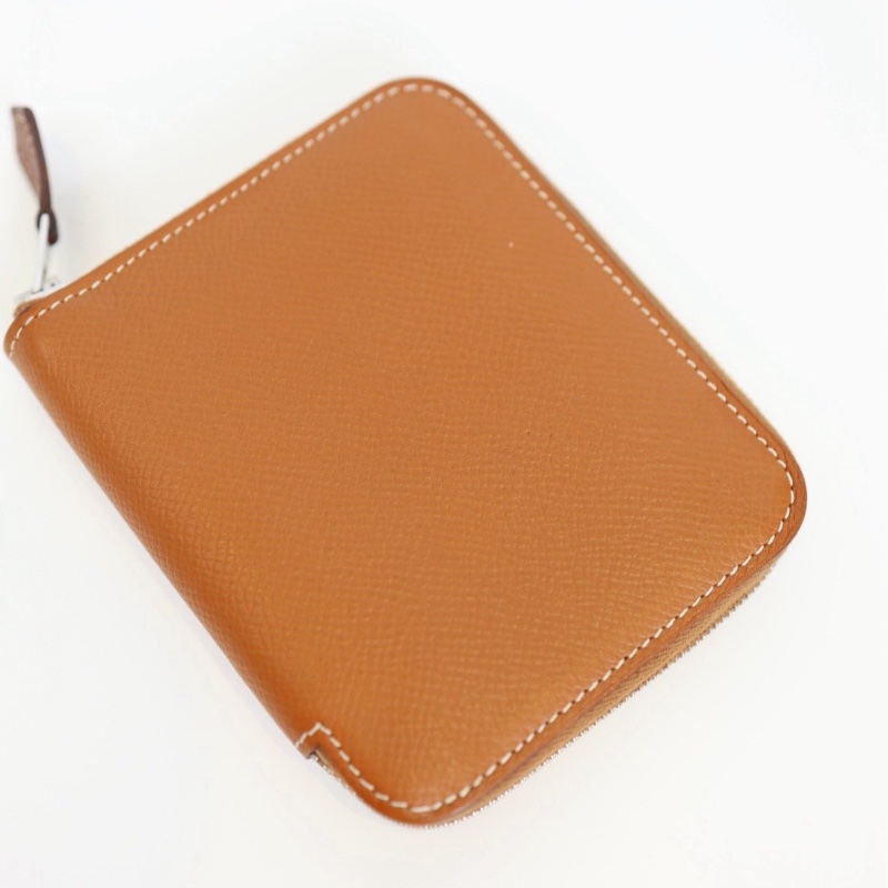 二手Hermes 絲巾短夾/金棕色-6