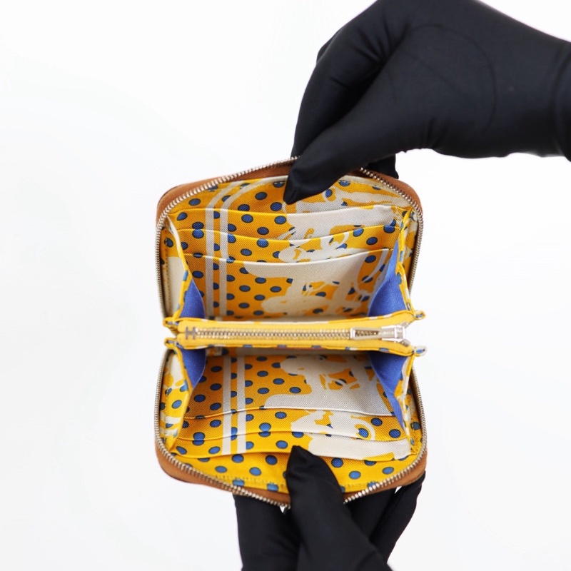 二手Hermes 絲巾短夾/金棕色-7