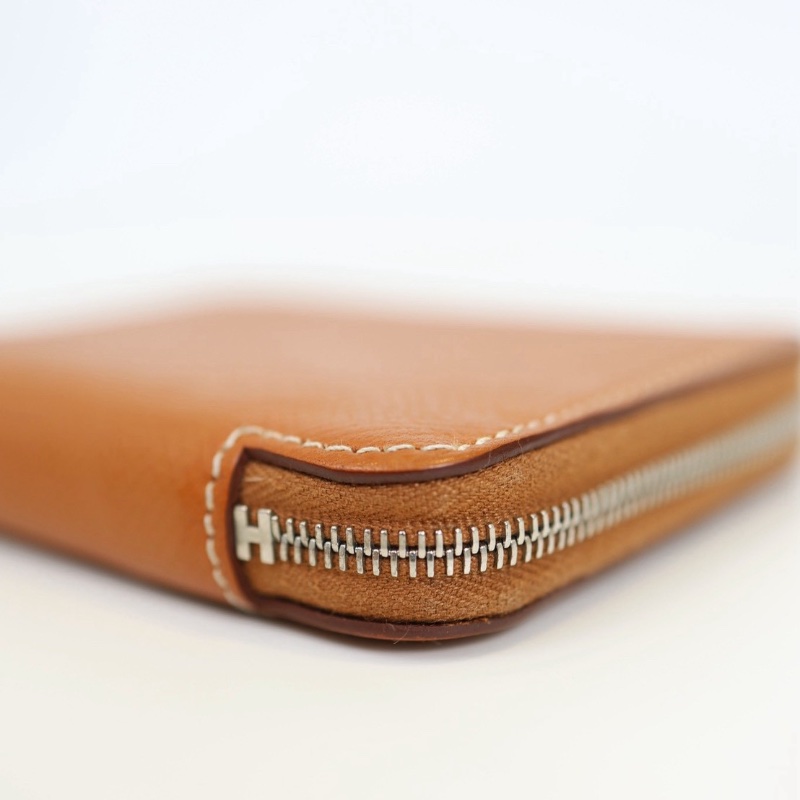 二手Hermes 絲巾短夾/金棕色-10